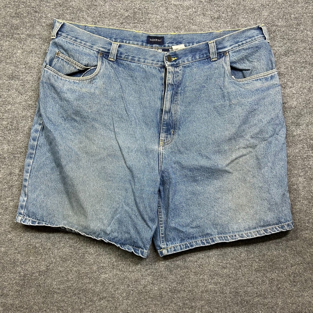 Harbor Bay Denim Shorts Men's Blue Light Wash Pockets Classic Zip Fly Size 50